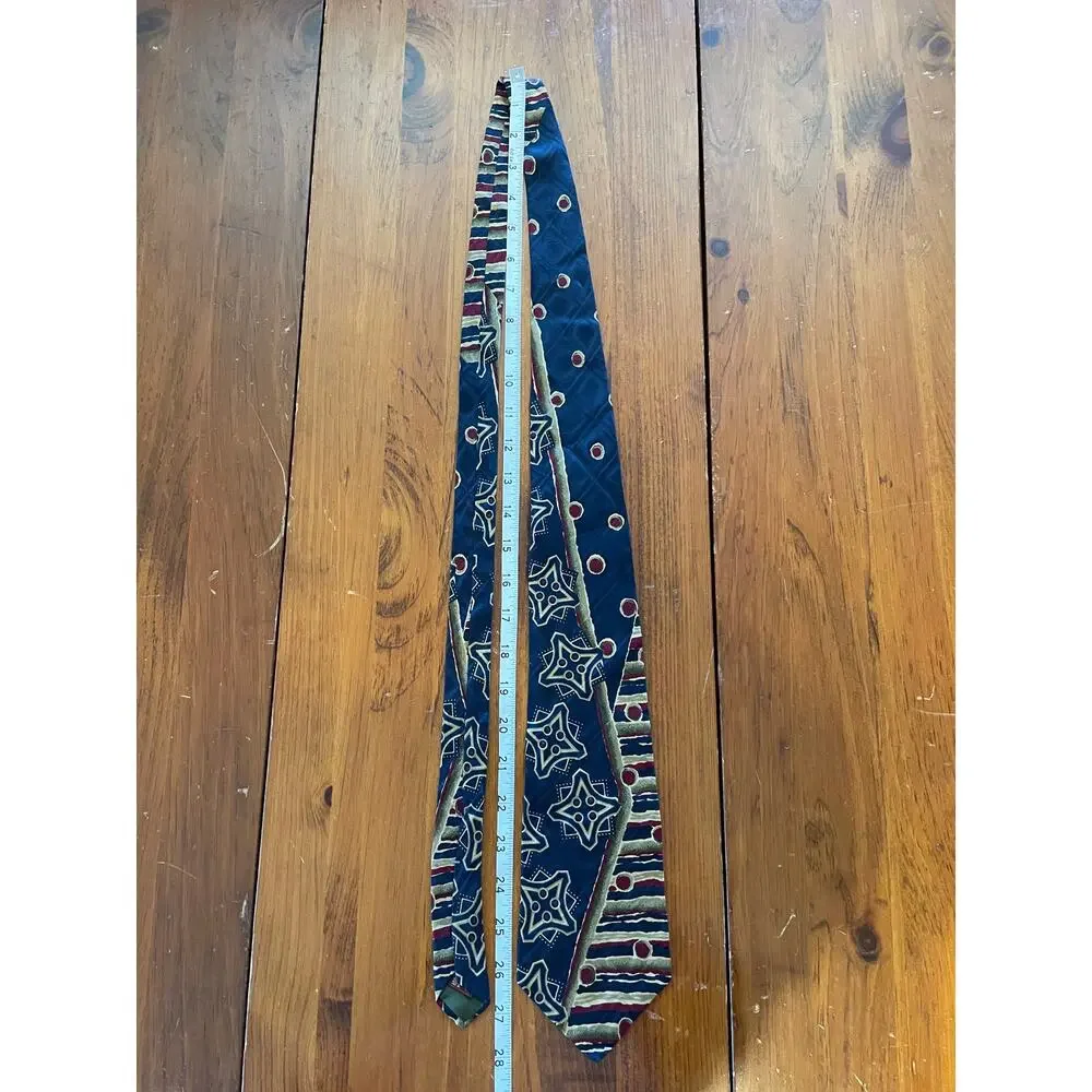 Chaps Ralph Lauren Neck Tie All Silk Stripes Stars Dots Blue Red Made in USA